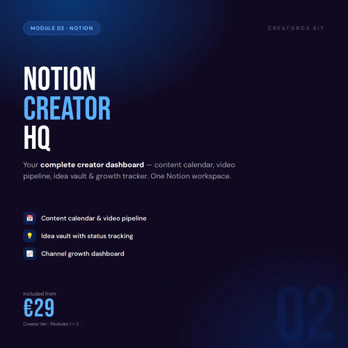 Notion Channel OS workspace with linked databases and workflow templates in Module 2 PDF and Notion template